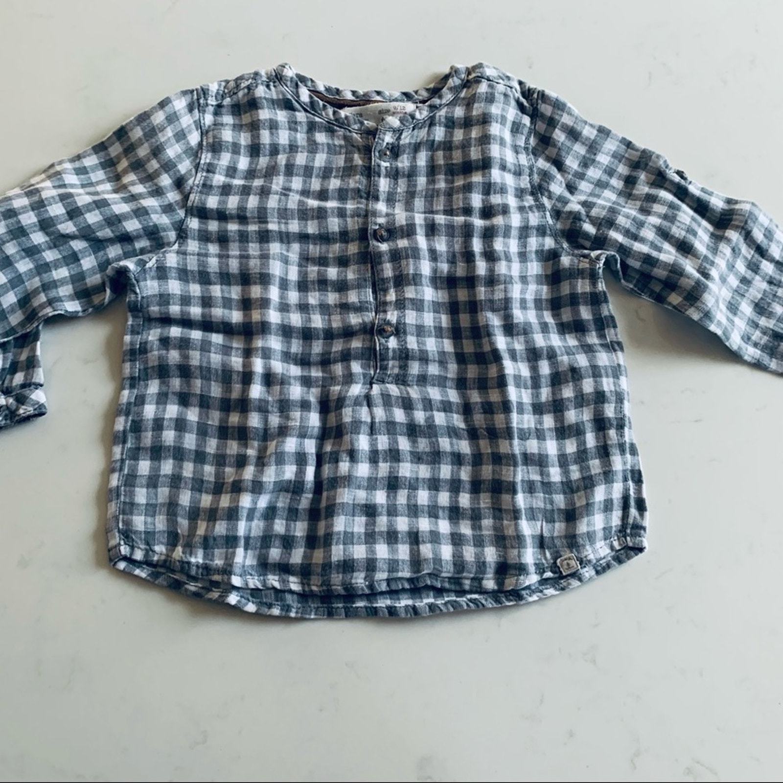 Zara Baby Boys Linen Plaid Shirt